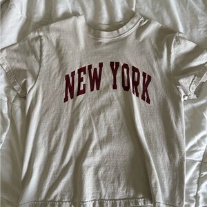 Brandy Melville Cream and Red New York Tee